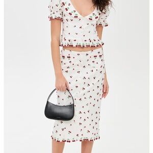 For Love & Lemons Beaded Cherries Midi Skirt NWT Women's Sz Medium